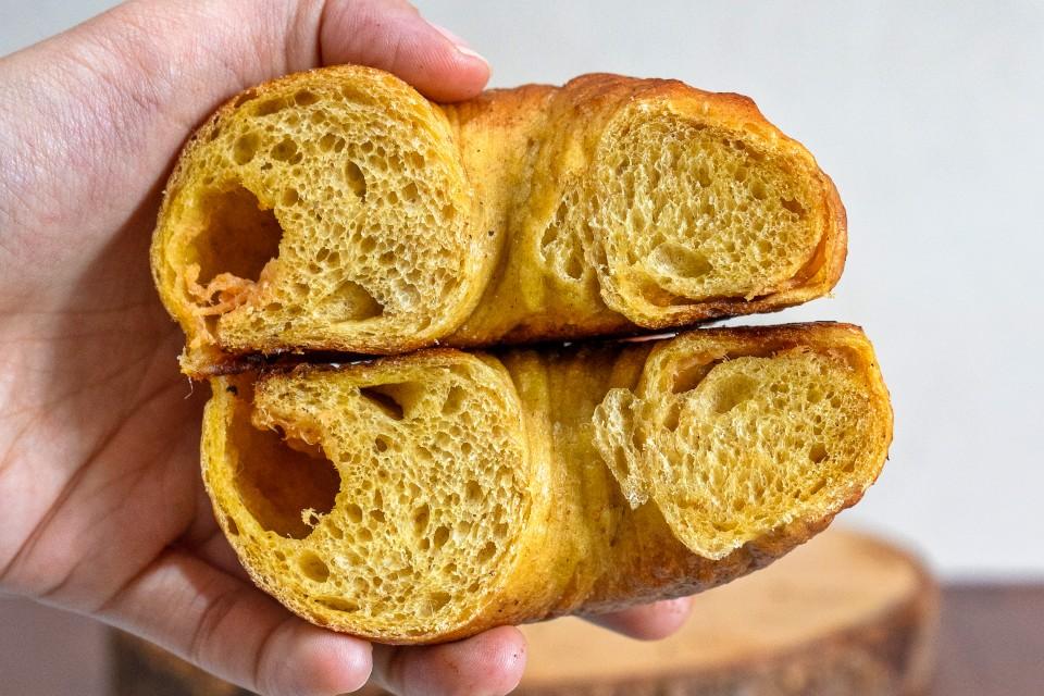 Pumpkin Sourdough Bagel with Chicken Floss