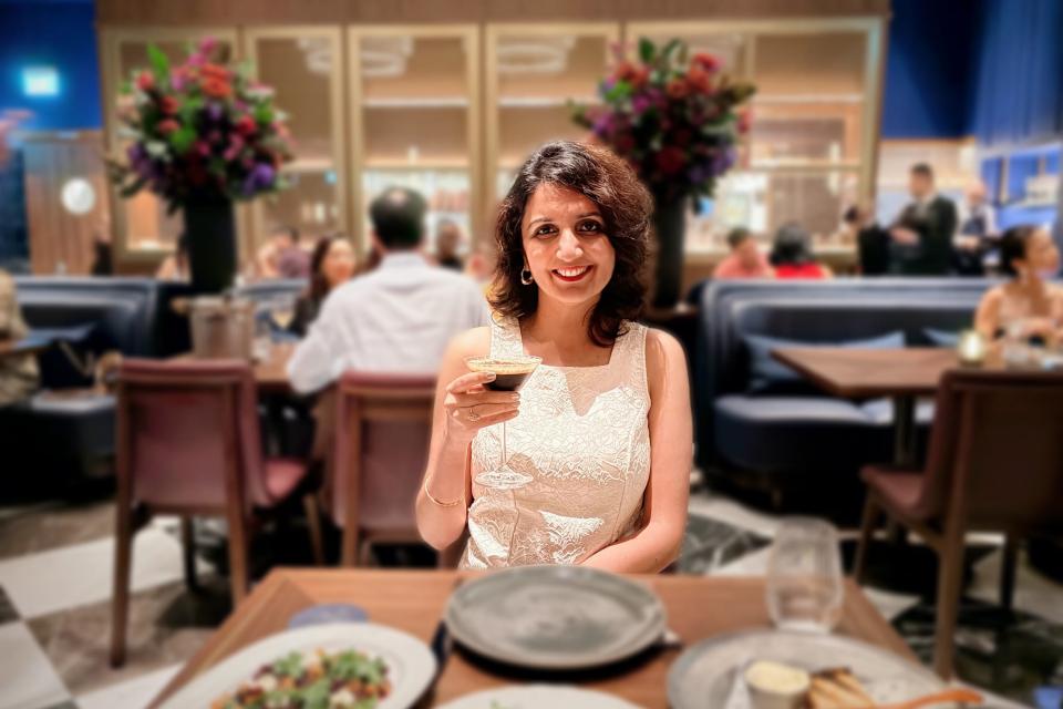 Harnoor in main dining room of Stags Heads Steakhouse