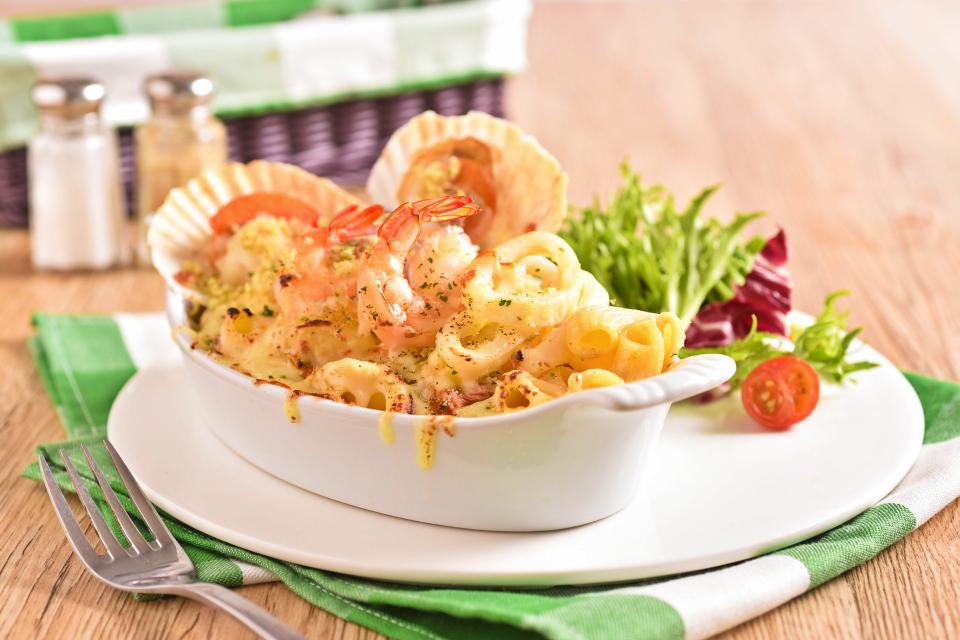 Seafood Au Gratin with Mac & Cheese