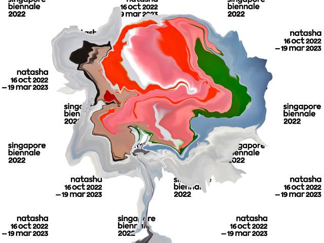 1. Singapore Biennale 2022 Key Visual - Intervened by Firas Shehadeh. Image courtesy of Singapore Art Museum