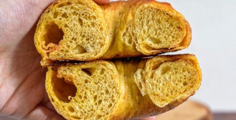 Pumpkin Sourdough Bagel with Chicken Floss