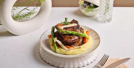 Coq au Vin, created with kampung chicken stewed in red wine at Sky22 at Courtyard by Marriott Singapore Novena