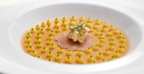 Foie Gras Symphony on a Delicate Jelly, Light Corn Puree 