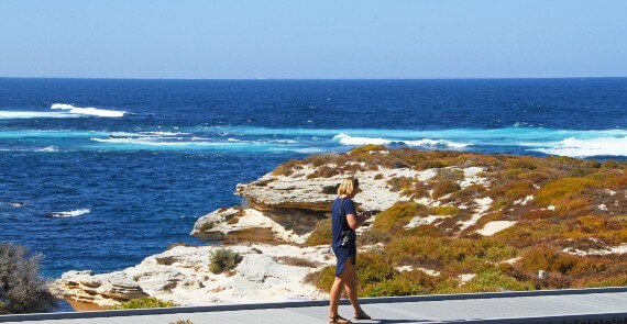 Boardwalk across heath vegetation Rottnest Island off Perth
