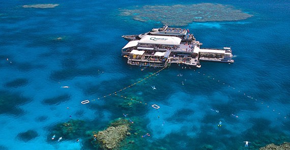 Aerial Quicksilver platform Agincourt Reef off Port Douglas